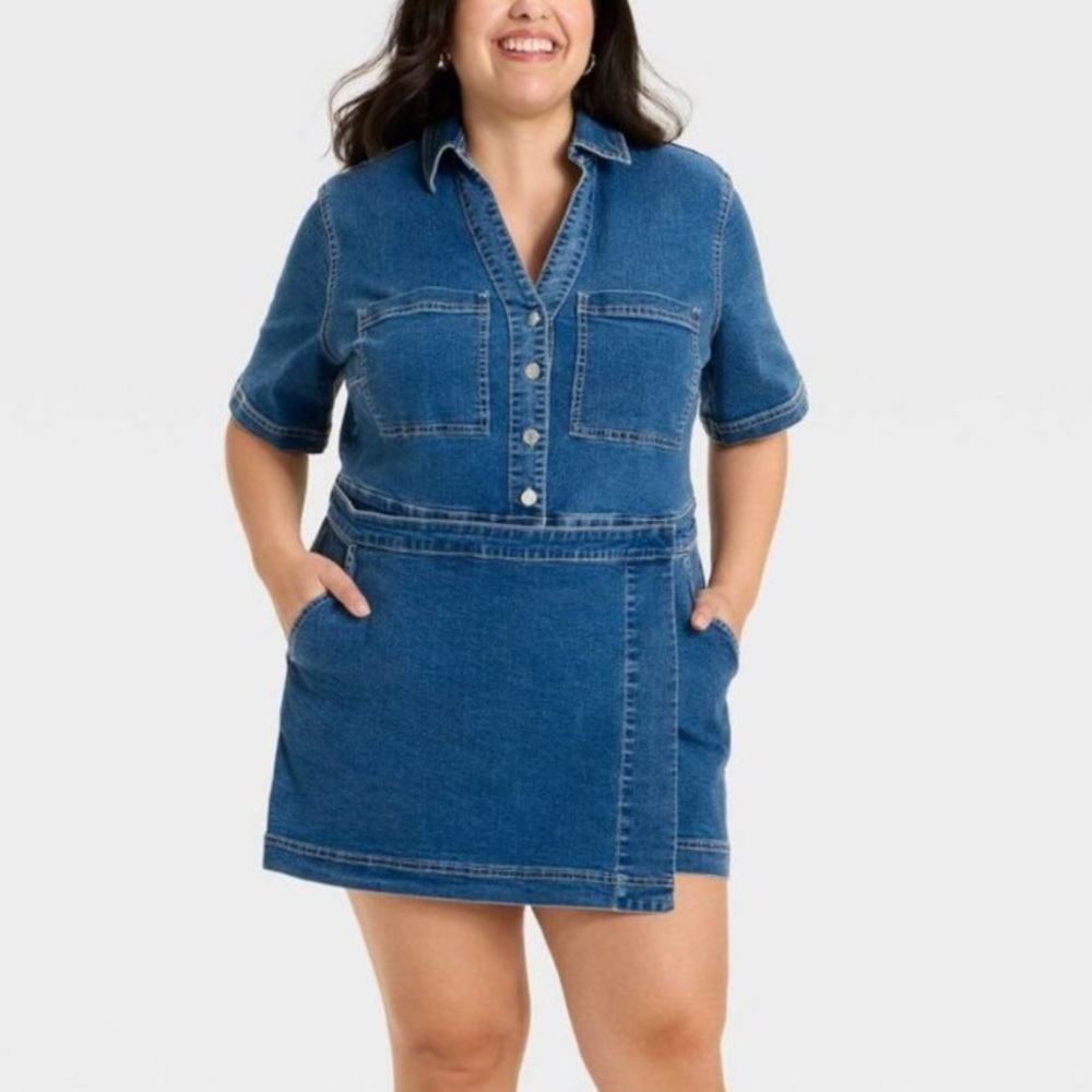 Ava & Viv Denim Skort in Medium Blue